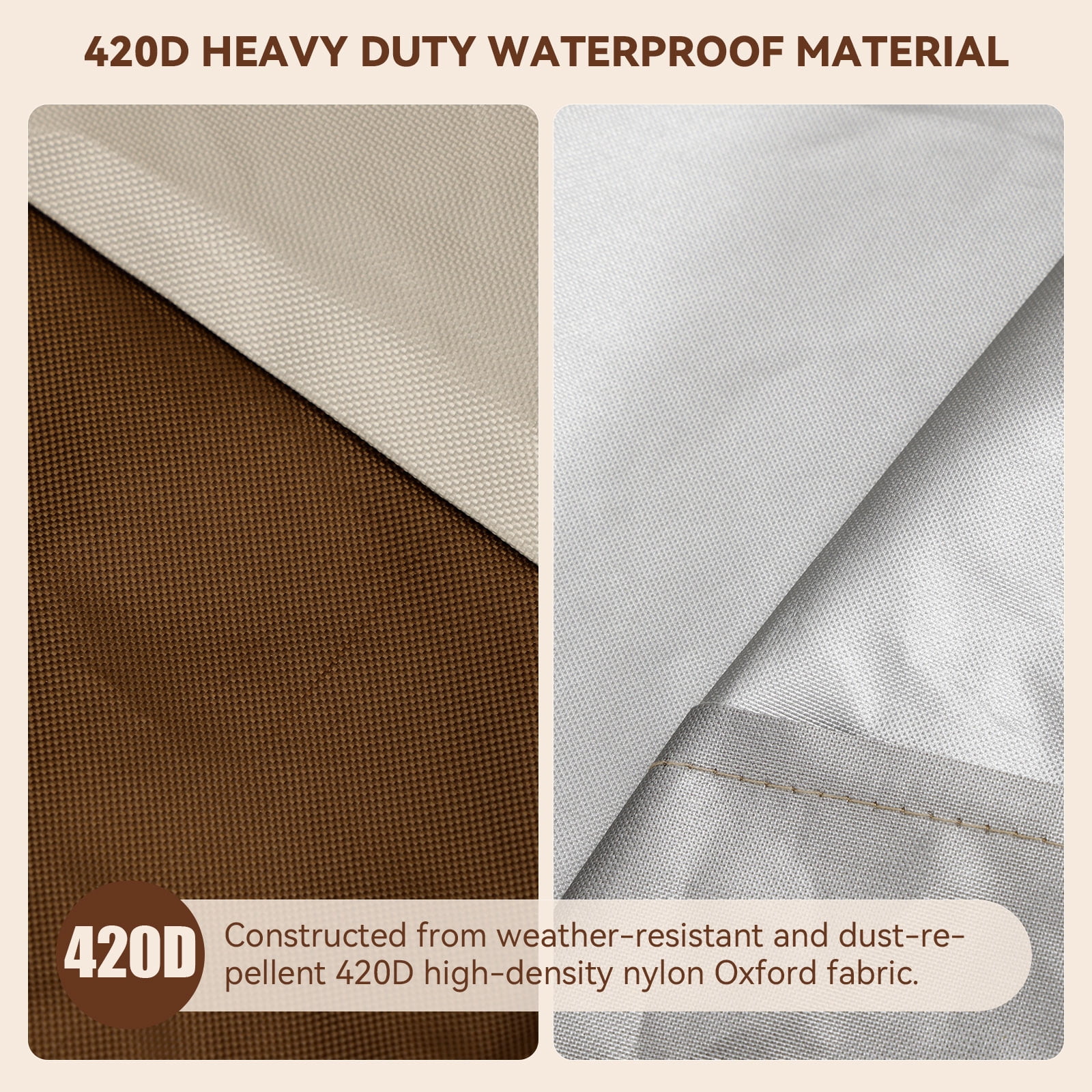 A 420D Circular Waterproof Patio Furniture Cover for Outdoor Table and Chairs