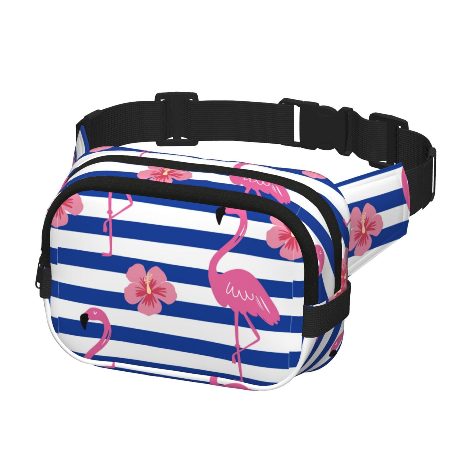 Picia Flamingo Print Square Double-Layer Waist Bag Mini Adjustable Waist Belt Bag Exercise Running Travel Hiking