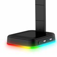 thumbnail image 3 of pitrice RGB LED Gaming Headset Stand w/2 USB Ports Headphones Hanger Holder Base, 3 of 9