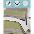 thumbnail image 4 of Quilts Full Size Bedding Set, Sage Green Floral Lightweight Quilted Comforter, Modern Farmhouse Leaves Brown Striped Soft Reversible Bedspread Coverlet with Pillow Covers for All Season, 78" x 90", 4 of 7