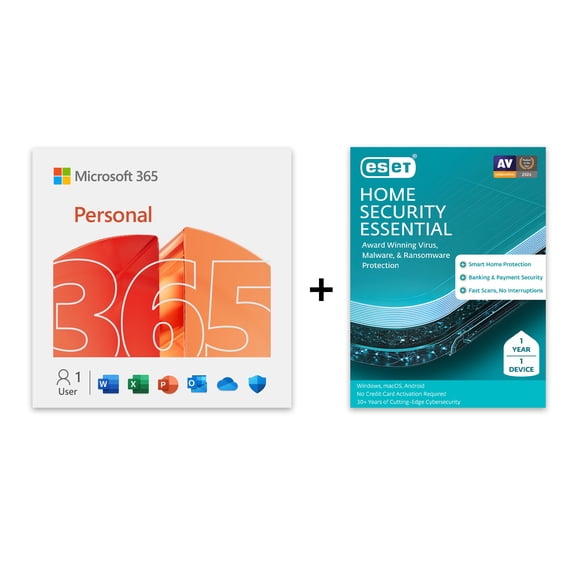 Microsoft 365 Personal 12-mos + ESET Home Security Essential 1-Device 1-Year [Digital Download]