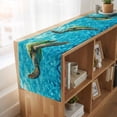 thumbnail image 6 of Blue Sea Turtle Coastal 60 Inch Table Runner, Nautical Summer Ocean Beach Farmhouse Dresser Scarf Cotton & Linen Tablerunner for Dining/Kitchen Island/Holiday Party Décor 13" x 60", 6 of 9