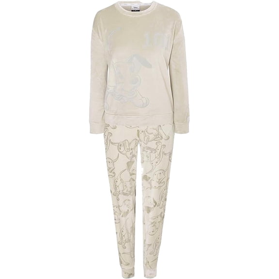 101 Dalmatians Womens All-Over Print Velour Long Pyjama Set