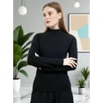 thumbnail image 4 of Women Mock Neck Tops Fall Soft Thermal Long Sleeve Sweater Ribbed Stretchy Pullover Basic Layering Sweater by DingJoo Black-M, 4 of 6