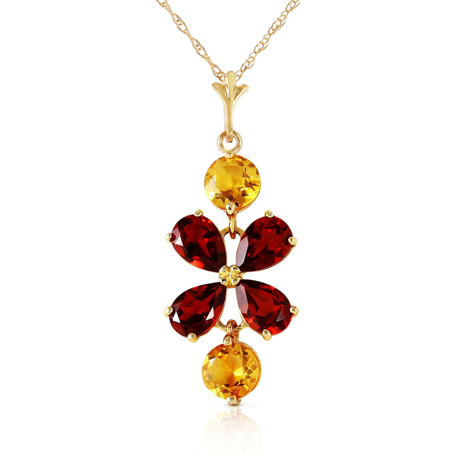 ALARRI 3.15 Carat 14K Solid Rose Gold Necklace Garnet Citrine with 20 Inch Chain Length 