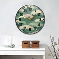 thumbnail image 2 of Yayeee Wall Clock Battery Operated 9.5" Silent Quartz Non-Ticking for Living Room Decor, Green Wave Pattern, 2 of 8