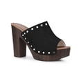 thumbnail image 1 of BLISSFUL STEP Women's Open Toe Platform Block Heel Slide Sandals Black 8, 1 of 6