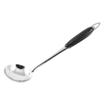 Carly Black Ladle Unique Bargains Kitchenware Black Plastic Grip Stainless Steel Porriage Soup Ladle Spoon ()
