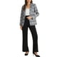 thumbnail image 2 of BLAZERS CHIC PARA MUJERES INSPIRE Con Solapa Notch de Manga Larga y Un Botón, Blazer de Cuadros Gris S, 2 of 6
