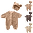 thumbnail image 3 of Odeerbi Baby Boys Girls Outfits Fleece Lined Baby Layette Set Winter Thermal Cotton Romper Jumpsuit Fashion Children Casual Long Sleeve Warm Round Neck Onesie Bodysuit Set Brown, 3 of 3