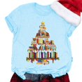 thumbnail image 4 of Aligament Christmas Shirts for Women, Blue Christmas Gifts, Women's Christmas Print Round Neck Short Sleeve T Shirt Top, 4 of 5