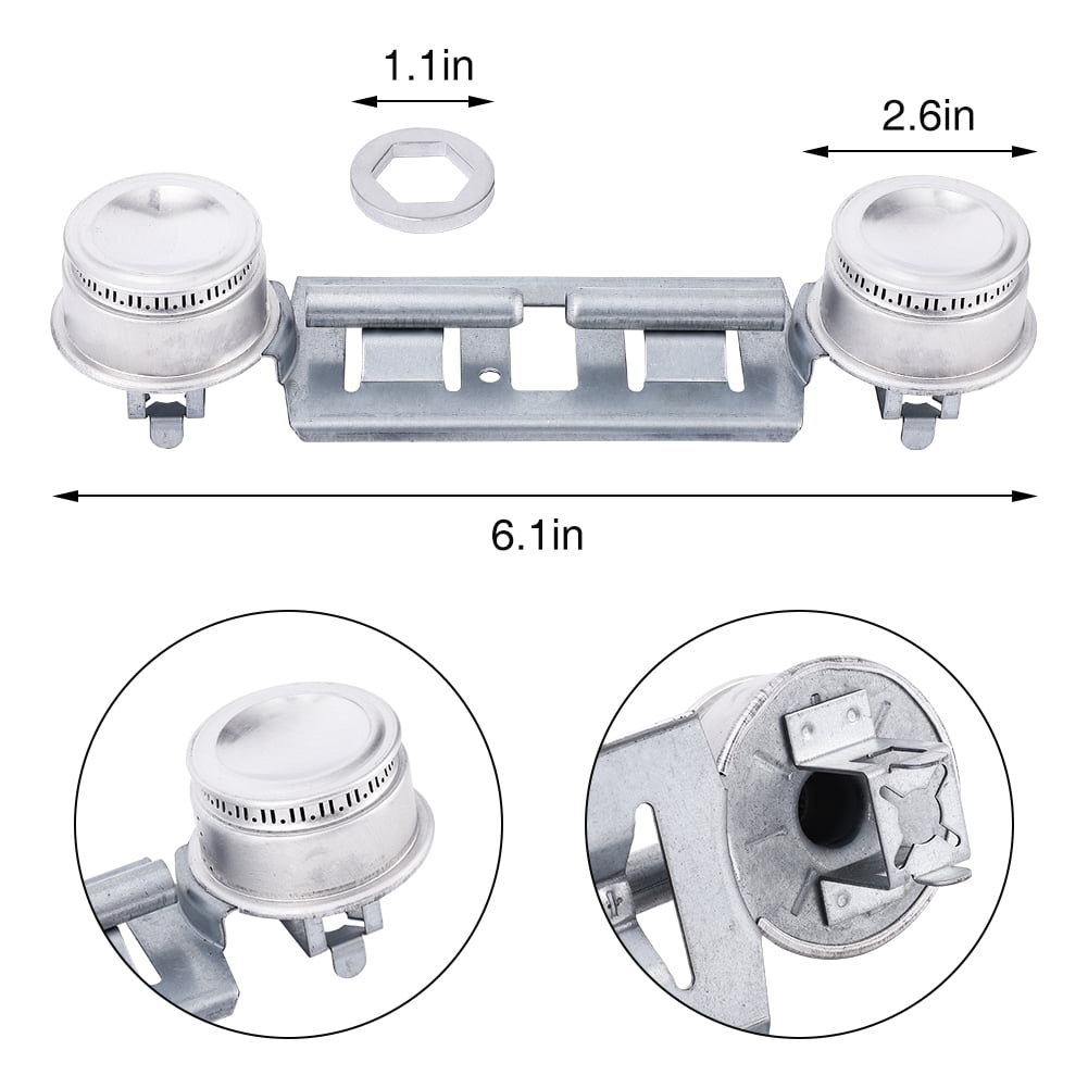 2 Packs WB16K10026 Double Burner Assembly Double Stove Top Burner Kit Compatible for GE Gas Stove, Replaces AP2633210 WB16K10003 WB29K17 868697