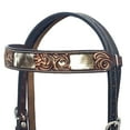 thumbnail image 2 of Hilason Western Horse Floral Hand Carved American Leather Headstall Brown, 2 of 3