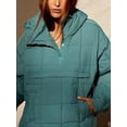 thumbnail image 5 of Chaqueta de algodón con capucha de color liso con bolsillo plegable para la cabeza, chaqueta de manga larga para mujer, 5 of 5