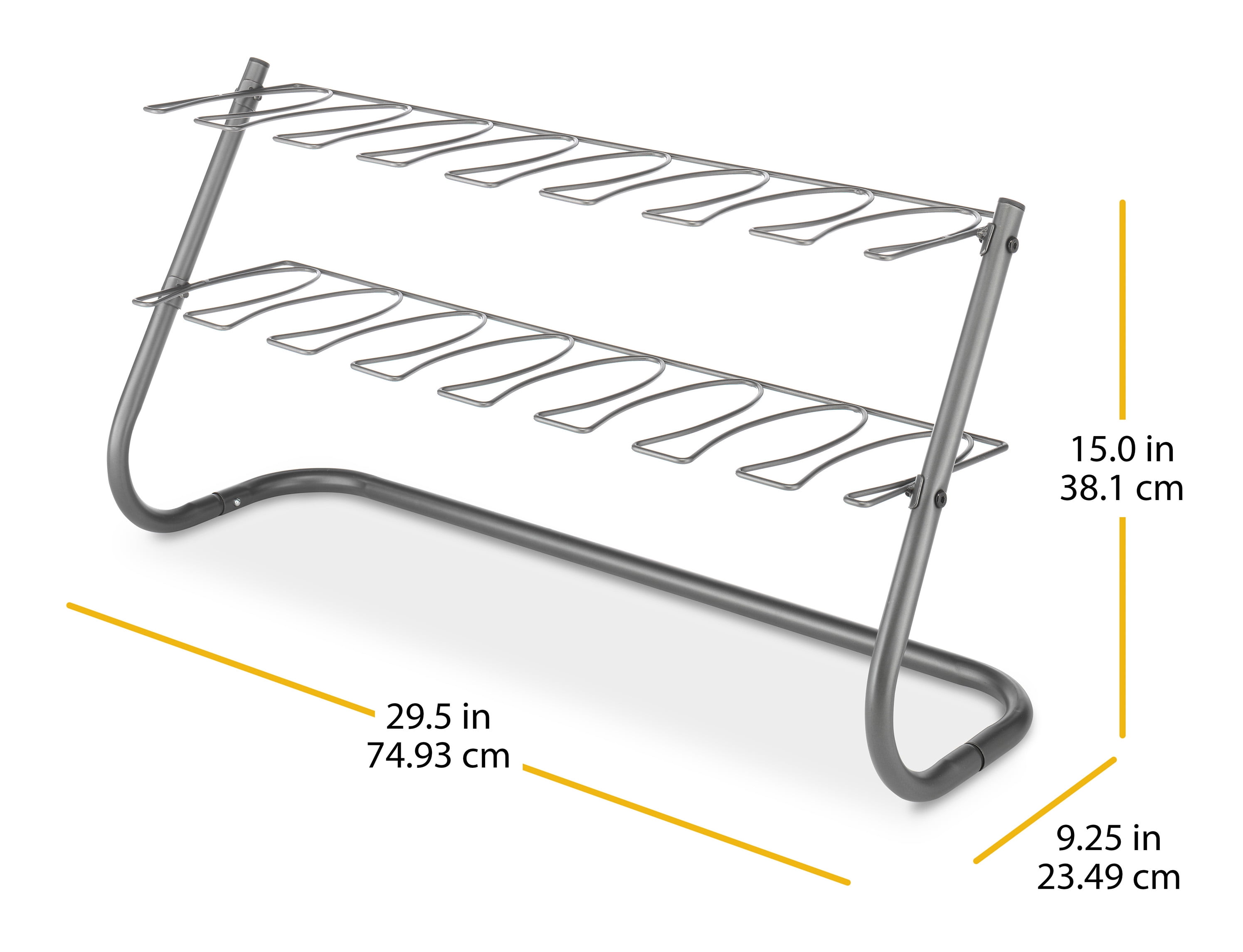 Whitmor Metal Boot Rack, Free-Standing, Space-Saving Organizer 4-Pair Capacity, Gunmetal Gray