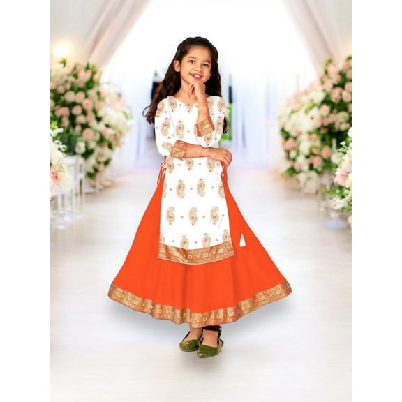 Elegant Girls Rayon Foil Printed Gown,Style Traditional Dress, Cultural Wear, 03