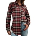 thumbnail image 2 of Turilly Womens Jackets Ladies Clearance, Women Plaid Lapel Woolen Button Up Pocketed Long Sleeve Shirt Coat Jacket Outwear, 2 of 9