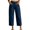 Navy, variant on Women's Straight Leg Capri Pants Elastic Waist Cotton Blend Lounge Khaki Loose Fit Cropped Pants with Pockets Size L