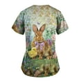 thumbnail image 5 of Kctiaxy Scrubs for Women Funny Casual Rabbit Print Graphic Easter Shirts for Women Short Sleeve V-neck Pullover Work Tee Tops with Pockets, 5 of 5