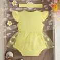 thumbnail image 4 of KPOPLK 2 Piece Baby Girl Outfit Summer Tulle Romper DressBubble Bodysuit and Bow Headband Set 0 3 6 9 12 18 Months(6-9 Months,Yellow), 4 of 6