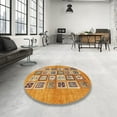 thumbnail image 4 of Ahgly Company Machine Washable Indoor Round Abstract Yellow Orange Area Rugs, 7' Round, 4 of 7