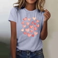thumbnail image 2 of Camiseta de Manga Corta de Cuello Redondo con Patrones de Corazón de Moda de las Mujeres para Diario, Fiesta, Primavera Y Verano, 2 of 5