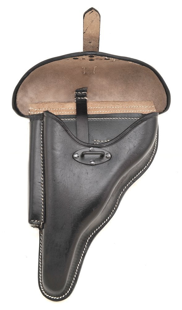 GERMAN BLACK LEATHER WALTHER P38 HOLSTER WW2 DATED 1942 Left Hand Version