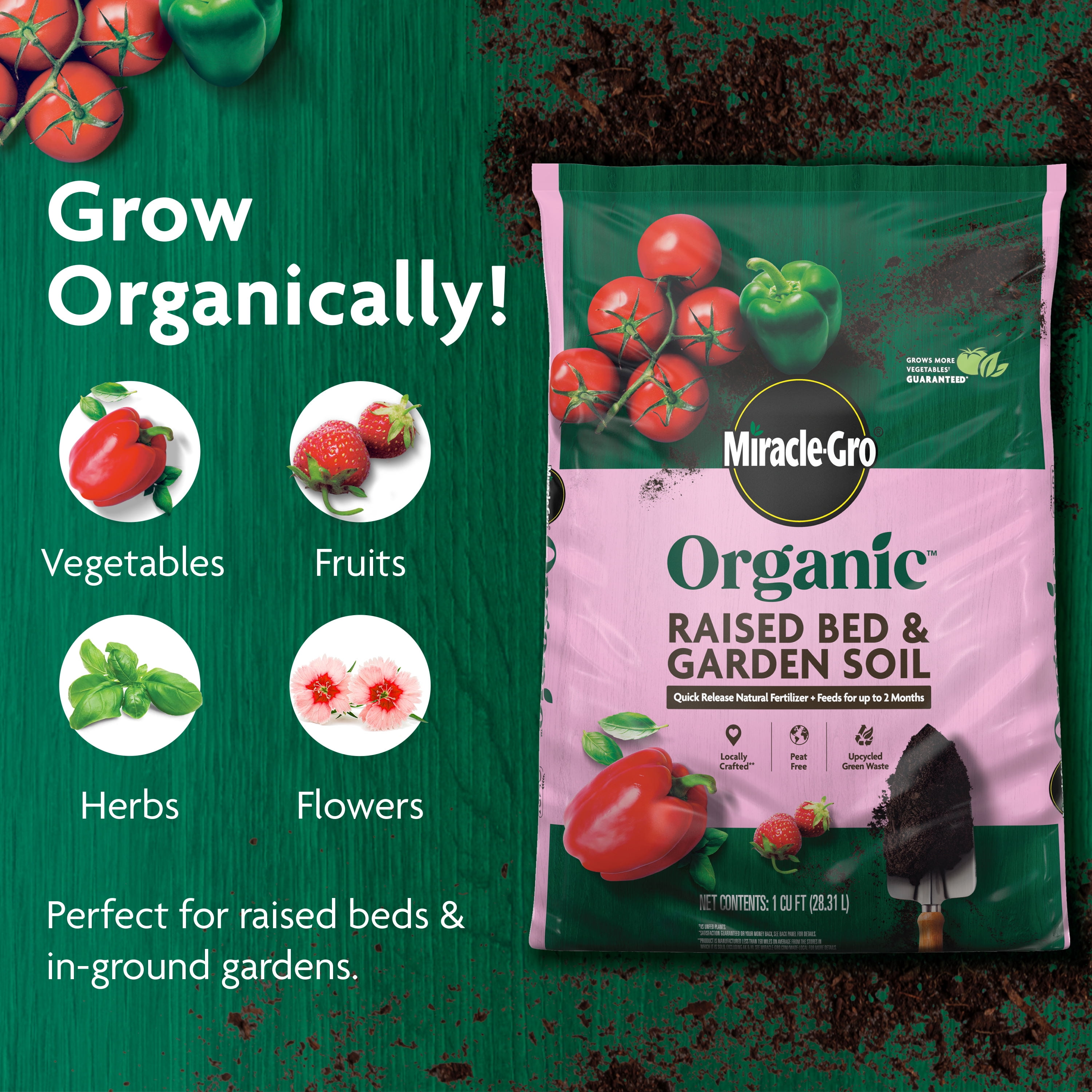 Miracle-Gro Organic Raised Bed and Garden Soil, OMRI Listed, 1 cu. ft.
