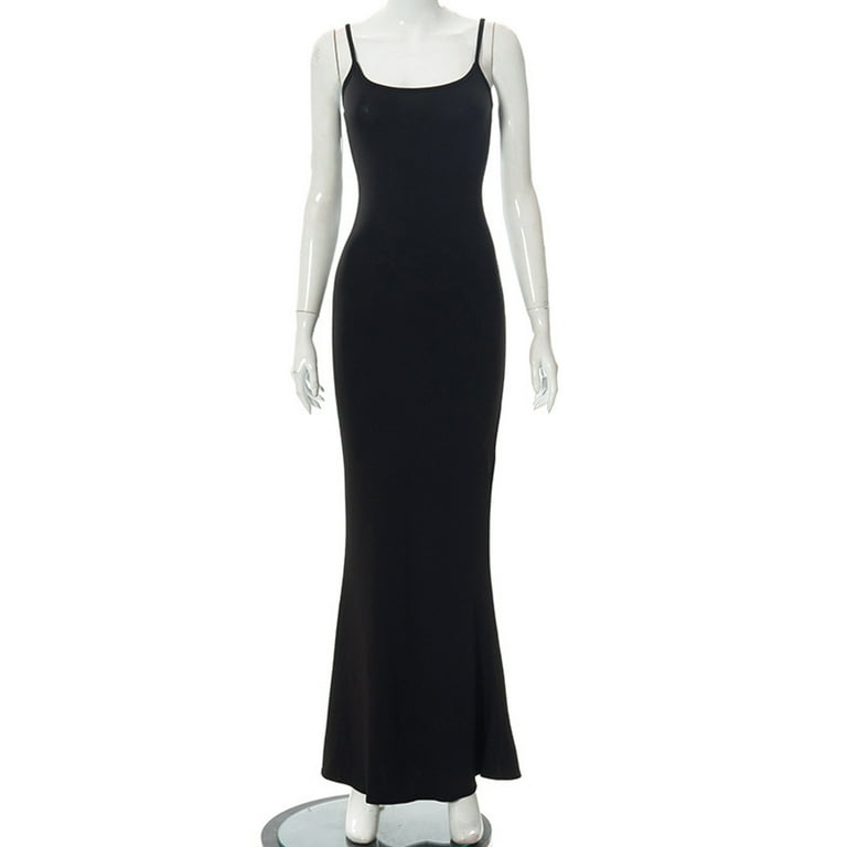 Xysaqa Women's Spaghetti Strap Bodycon Maxi Dress, Summer