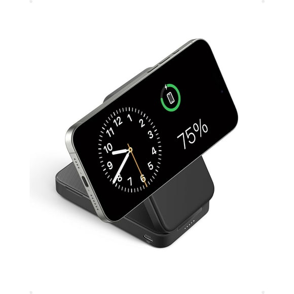 Anker Power Bank, Certified 15W Ultra-Fast MagSafe-Compatible Portable Charger, 6,600mAh Battery Pack with Adjustable and Foldable Stand, for iPhone 15/14/13 Series (USB-C Cable Included)