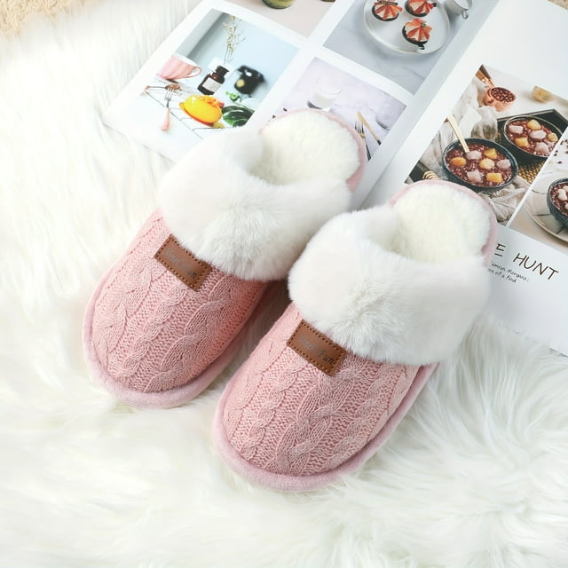 LNGOOR Cozy Fuzzy Slippers for Women - Ultra Soft Memory Foam Warm Fuzz Lining Indoor Outdoor Wear Anti-Slip Sole Breathable Machine Washable Perfect for Home Travel and Gifts