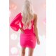 thumbnail image 1 of ABPHQTO Vestido ajustado asimétrico con un hombro fruncido y rosa para mujer, 1 of 5