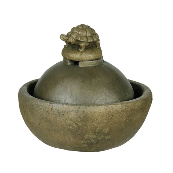 Solid Rock Stoneworks Small Box Turtle Bowl Fountain - 17" Tall - Aged Pine