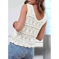 thumbnail image 4 of Women Summer Tank Top Trendy V Neck Crochet Sleeveless Shirts Sweater Vest White L, 4 of 6