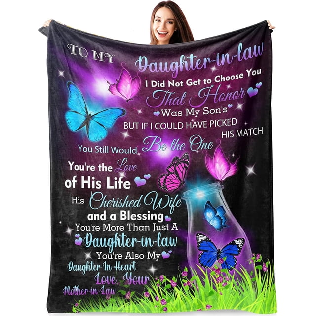 LHSHID Daughter in Law Gifts Blanket Daughter in Law Gift Ideas Gifts for Future Daughter in Law Birthday Valentine's Anniversary Wedding Day Flannel Throw Blanket 50"x60"