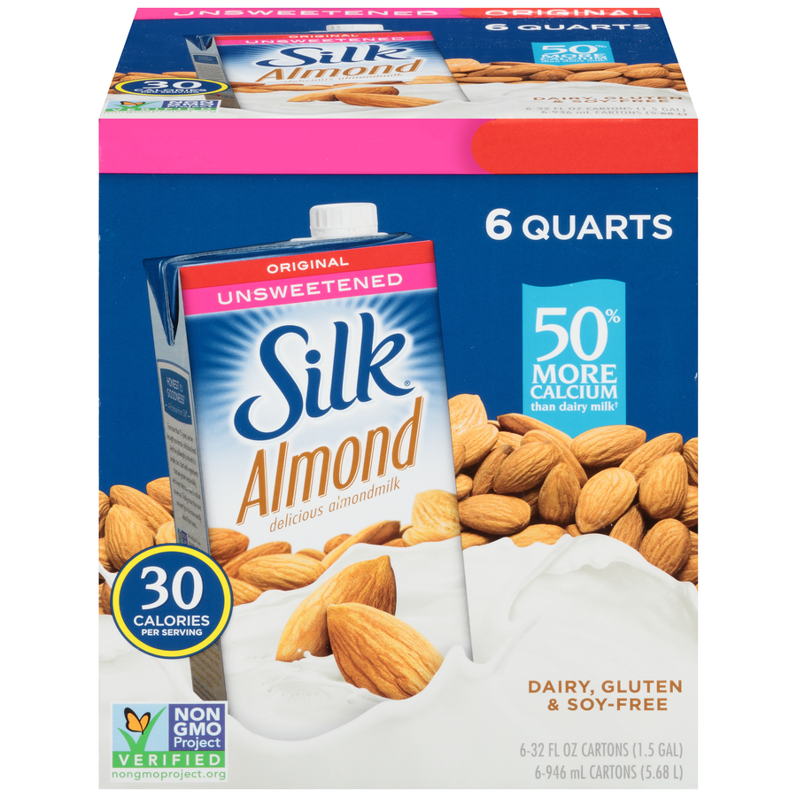 Silk Unsweetened Original Almondmilk, NonDairy, Vegan, PlantBased, 32