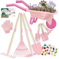 thumbnail image 1 of Juego de herramientas de jardinería Qtioucp Kids con carretilla y manual, 1 of 6