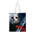 thumbnail image 1 of Jason Voorhees: Viernes 13 Bolso de tela con estampado de lienzo para mujer, bolsa de compras reutilizable y estética, con cremallera interior, regalo para mujer,40*45cm., 1 of 6