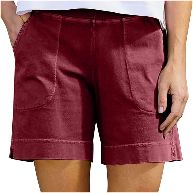 FNFYFH Clearance Womens Athletic Loose Fit Solid Color Summer Gym Shorts Lightweight Exercise Shorts,Red