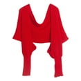 thumbnail image 4 of Ediodpoh Fashion Winter Warm Solid Color Knitted Wrap Scarf Crochet Thick Shawl Cape with Sleeves for Women Red, 4 of 7