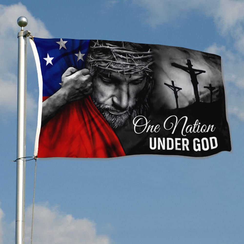 Dutern Double Sided Eagle Cross Nation Under God flag Bless American Faith Christians Jesus Banner 3 Ply with Brass Grommets 3x5 Feet