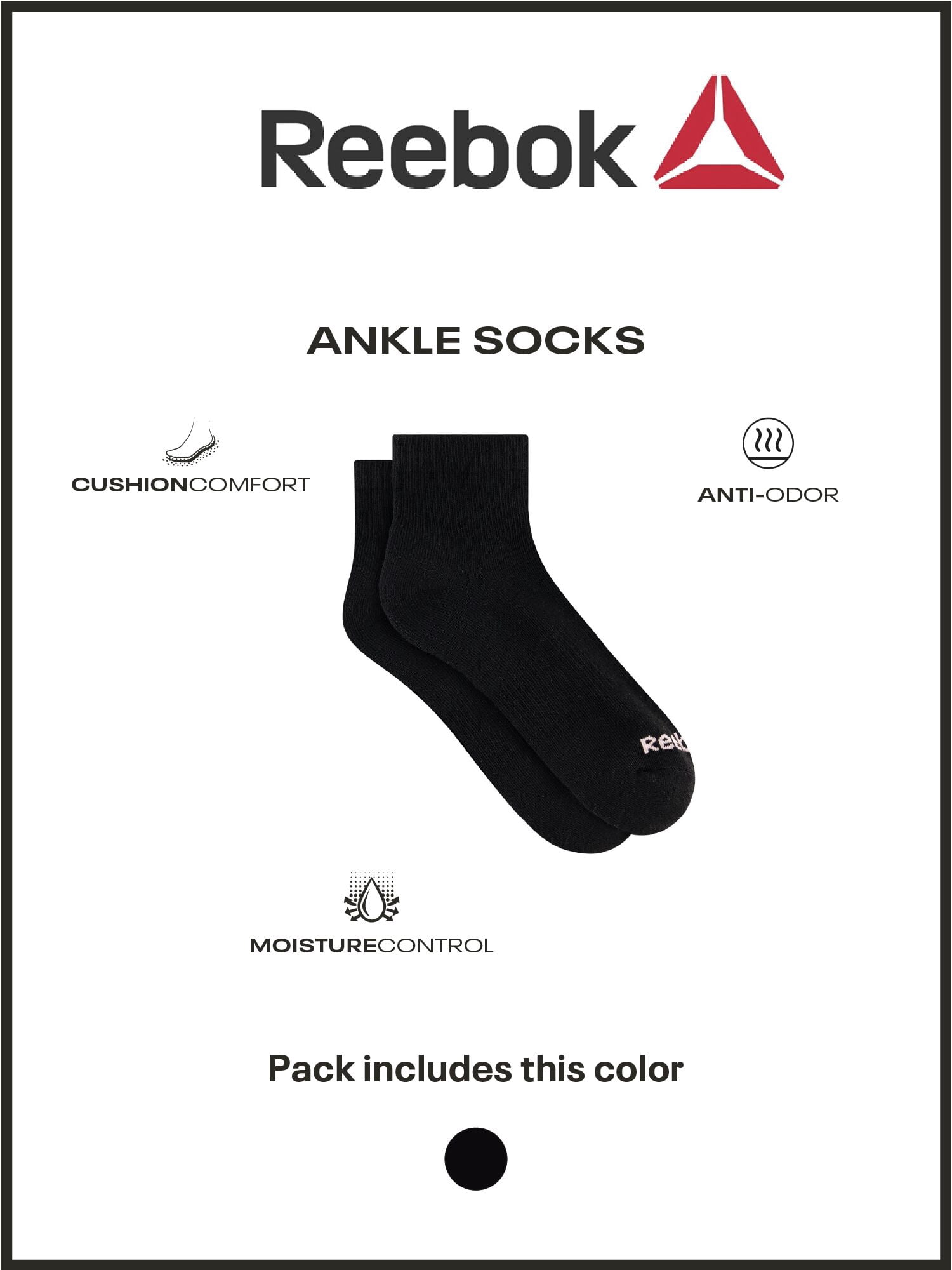 Reebok Women’s Multi Sport Ankle Socks, 10 Pack, Size 4-10