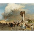 thumbnail image 3 of Oswald Achenbach 24x20 Black Modern Framed Museum Art Print Titled - Outbreak of the Vesuvius, 3 of 5