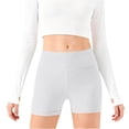 thumbnail image 5 of Girls High Waist Yoga Shorts, Tight Fit Workout Running Shorts for Kids, Breathable Quick Dry Dance Shorts and Athletic Leggings, Fitness Shorts for Age 5-14 Years White 120, 5 of 6