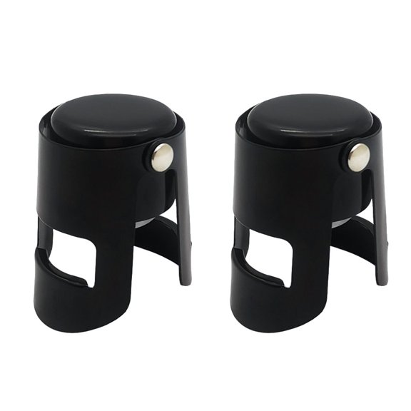 TOP-MAX 2PCS Wine Bottle Stopper Stainless Steels Wine Stoppers with Silicone Reusable Wine Saver Sealer Wine Corks (Black)