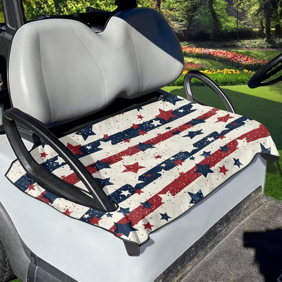 Vintage American Flag and Star Golf Cart Seat Covers, Universal Fit for EZGO, Club Car, Yamaha 52"x32", 2 Passenger Golf Cart Seat Protector, Durable Washable