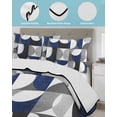 thumbnail image 4 of Abstract Geomrtry, Twin XL Size Down Alternative Comforter, Lightweight Comforter Quilt Bedding Set with Pillow Shams Modern Navy Blue Middle Century All Seasons Bed Comforter Duvet Insert 68"x98", 4 of 7