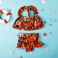 thumbnail image 2 of Toddler Girl Swimsuit Summer Bowknot Orange Leaves Printed Ruffles Two Piece Swimwear Swimsuit Bikini Baby Girl Bathing Suit,Size 2 Years-3 Years, 2 of 6