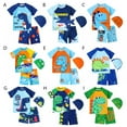 thumbnail image 3 of URMAGIC Baby Toddler Boys Two Pieces Swimsuit Set Swimwear Dinosaur Bathing Suit Rash Guards with Hat UPF 50+ 1-7 Years, 3 of 7