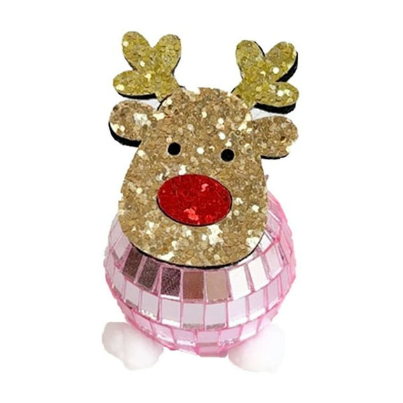 Luoshdecor Christmas Mirror Ball Ornaments, Glitter Reindeer Disco Hanging Ball for Xmas Tree Christmas Party Home Decor 2.7 in
